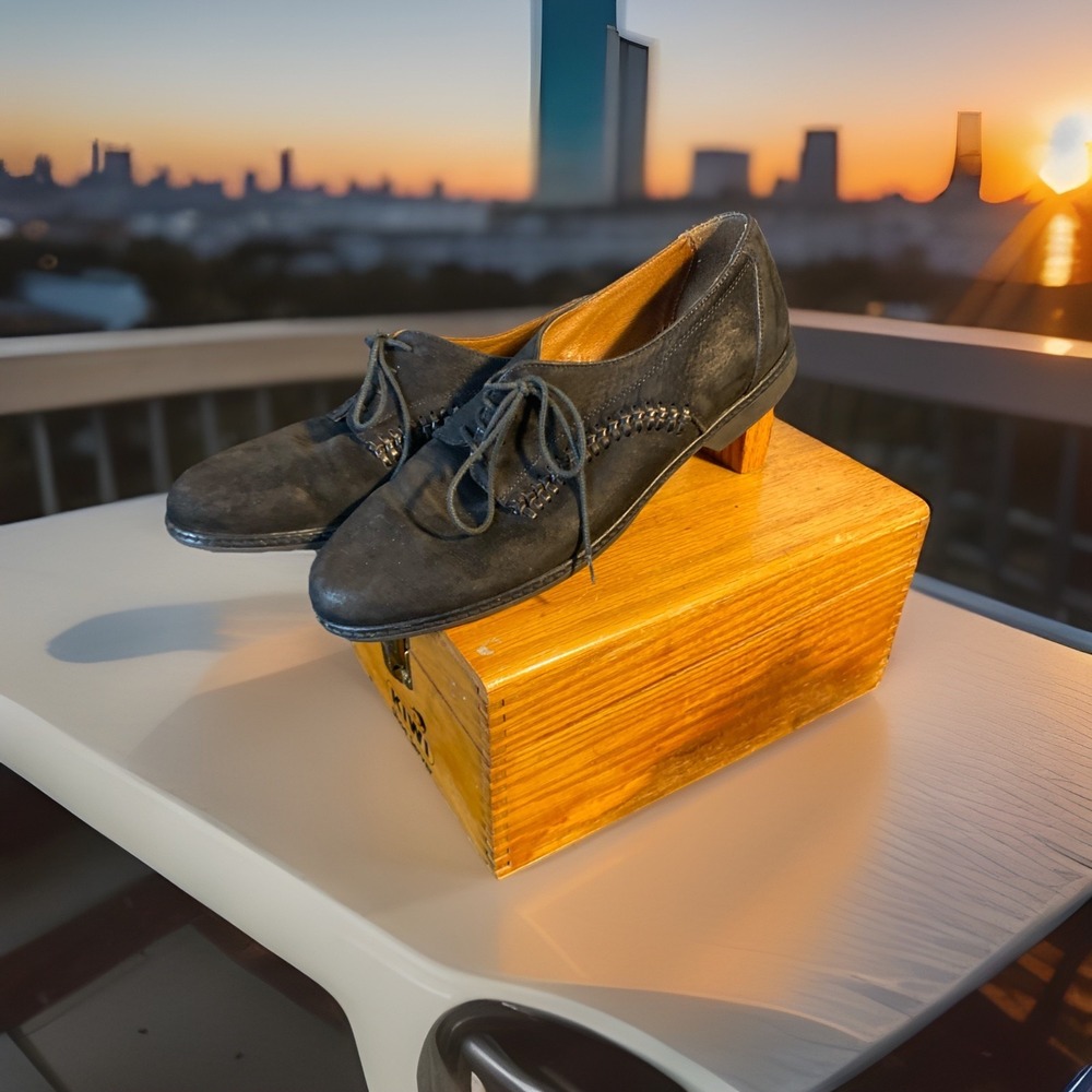Pino Suede Oxfords Leather Italian Made 42 Black‎